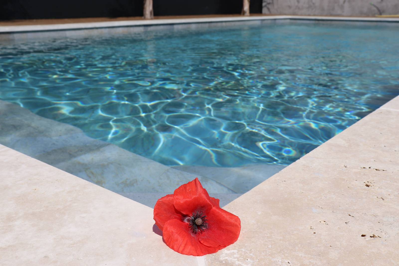 Piscine margelles marbre bormes les mimosas dans le var